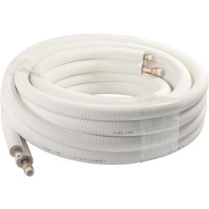 ICOOL 25 Ft. Mini Split Line Set, 1/4" & 1/2" O.D. Twin Copper Pipes, 3/8" Thickened PE Insulated Coil Copper Line with Nuts for Air Conditioner HVAC Refrigeration and Heating, without Fittings