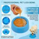 Dog Lick Bowl with Ball, 2-in-1 Slow Feeder Dog Bowls, Dog&Cat Licking Bowl with Rolling Ball for Liquid Treats, Non-Slip Lick and Roll Bowl for Dogs. Lick Ball for Dogs & Safety Lid (Blue)