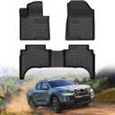 Mixsuper Santa Cruz Floor mats-Floor mat for Hyundai Santa Cruz 2022-2026,All Weather TPE Rubber Floor Liners Protection for Santa Cruz Accessories,2 Row Anti-Slip Car Mats, Black