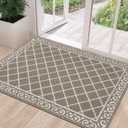 HEBE Indoor Door Mat 32"x48" Non Slip Front Door Welcome Mats Washable Shoe Mats Dirt Trapper for Entryway Low Profile Kitchen Carpet for Entrance Hallways Entrance Mat for Dogs (Coffee)