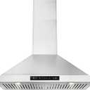30 inch Wall Mount Range Hood 800CFM, with DC Motor, Stainless Steel Vent Hood with 6 Speeds Exhaust Fan, Convertible to Ducted and Ductless, with stainless steel filters