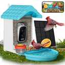 VISIOGEAR 2-in-1 Smart Wild Bird Feeder & Bath with 4K HD Camera, AI Identification Solar Bird Feeder Watching Camera Night Vision for Outdoor Birds Watching Gifts for Birdlover, Blue