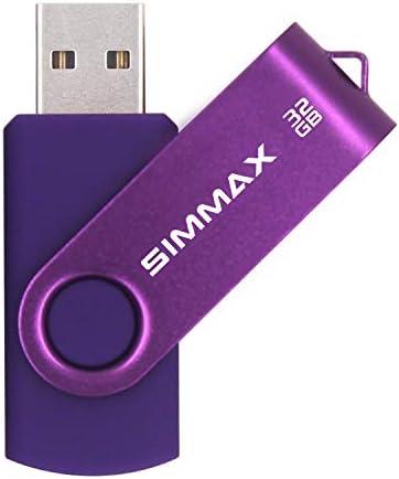 SIMMAX 32GB Memory Stick USB 2.0 Flash Drives Swivel Thumb Drive Pen Drive (32GB Purple)