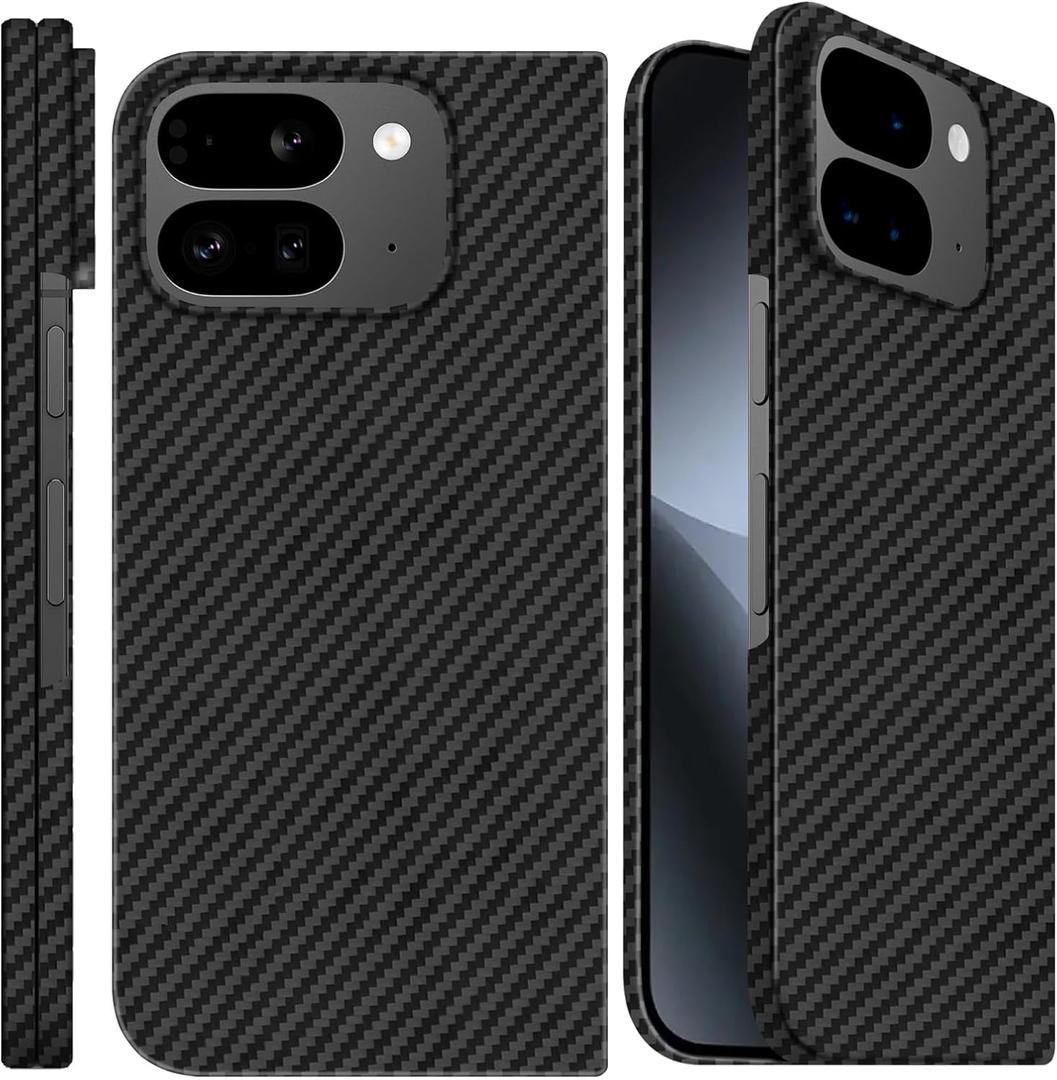 Slim 1500D Aramid Fiber Case Compatible with Google Pixel 10 Pro Fold, Thin Carbon Fiber Cover with Wireless Charging Support (Matte Black) NO Magnet Built in