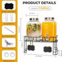 Glass Drink Dispensers For Parties, 2 PACK 1 Gallon Beverage Dispenser With Stand And Spigot Leak proof. Lemonade Dispenser With Ice Cylinder and Chalk board