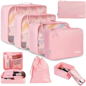 BAGAIL 8 Set Packing Cubes Luggage Packing Organizers for Travel Accessories-Blush Pink