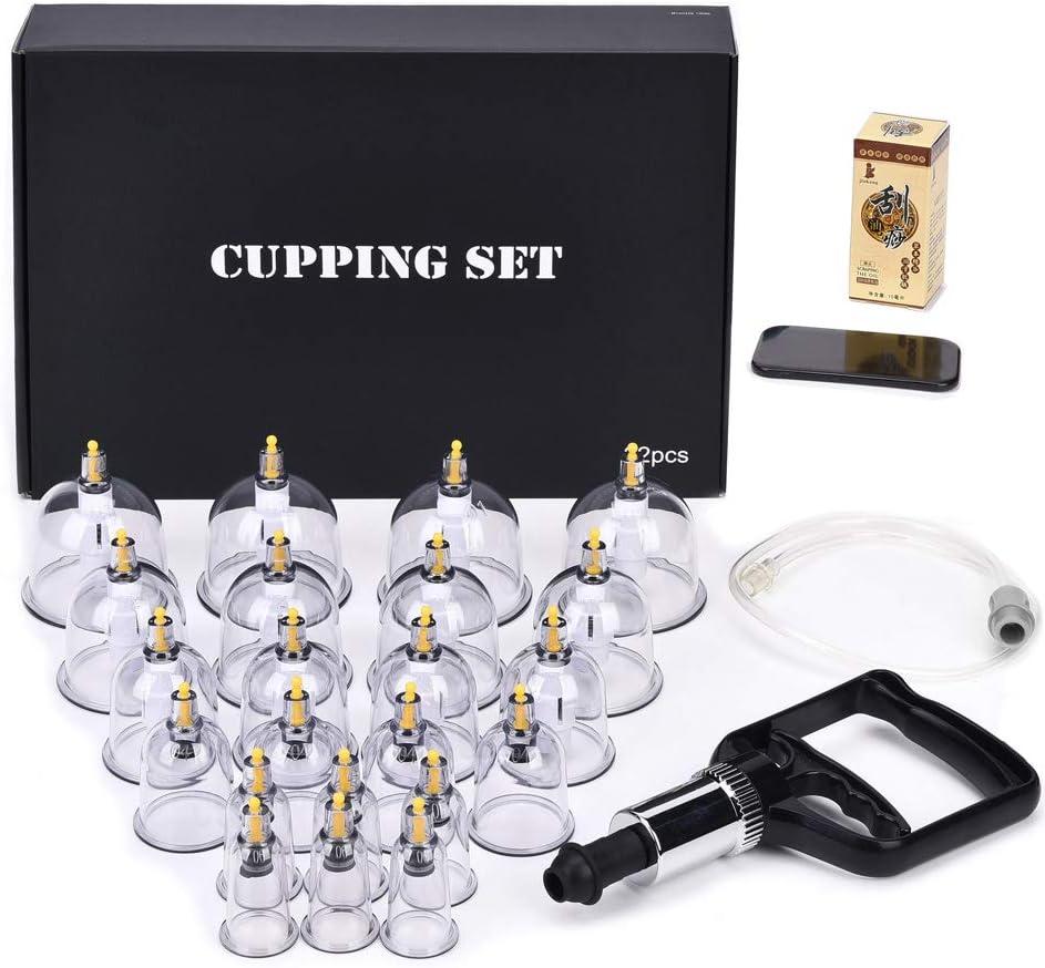 MUCHOO Cupping Set Professional Chinese Acupoint Cupping Therapy Sets Portable, Suction Hijama Cupping Set with Vacuum Magnetic Pump Cellulite Cupping Massage Kit 22-Cup
