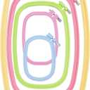 QLOUNI 5 Pack ABS Rectangular Embroidery Hoops Set, Cross Stitch Hoops 5 Inch 6 Inch 10 Inch 12 Inch 15 Inch Plastic Candy Color Embroidery Hoop for DIY Embroidery Craft