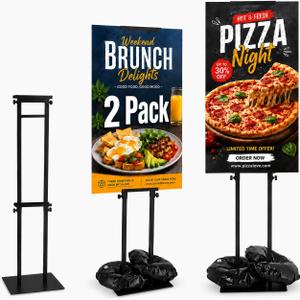 2 Pack Poster Stands for Display, Double Sided Sign Holder with Water Bags