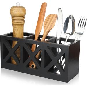 Ayiaren Wooden Silverware Holder Flatware Utensil Caddy Cutlery Holder for Party Wood Silverware Organizer Caddy Storage for Kitchen Countertop Table Knife Fork Spoon Organizer Small Utensil Holders
