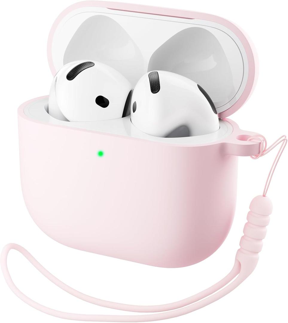 ORNARTO for AirPods 4 Case, Soft Silicone Full Protective Cover with LED Visible, Compatible with AirPods 4th Generation 2024 - Starlight (Starlight)