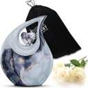 Grey Multicolor Tear Drop Urn for Ash - Heart Urns for Human Ashes Adult -Cremation Urns for Adult Ashes -Decorative Urns - 10 Inches High and 2.5 Litres Volume.