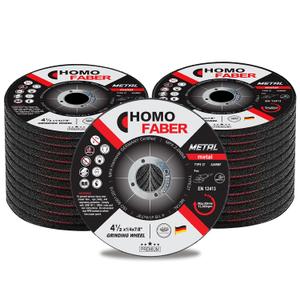 4-1/2 Thick Grinding Wheels, 25 Pack-HOMO FABER General Purpose Metal & Stainless Steel. Depressed Center Metal Grinding Disc for Angle Grinders, 4.5 X 1/4 X 7/8 (115 * 6.0 * 22.2 mm)