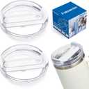 40 OZ Tumbler Lid Fit for Stanley Cup, 2 Pack Clear Replacement Lids, Spill Proof Tumbler Covers for Stanley Cup Accessories(Clear-White)