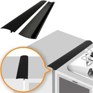 Linda’s Essentials Silicone Stove Gap Covers (2 Pack), Heat Resistant Oven Gap Filler Seals Gaps Between Stovetop and Counter, Easy to Clean Stove Gap Guard (21 Inches, Black)