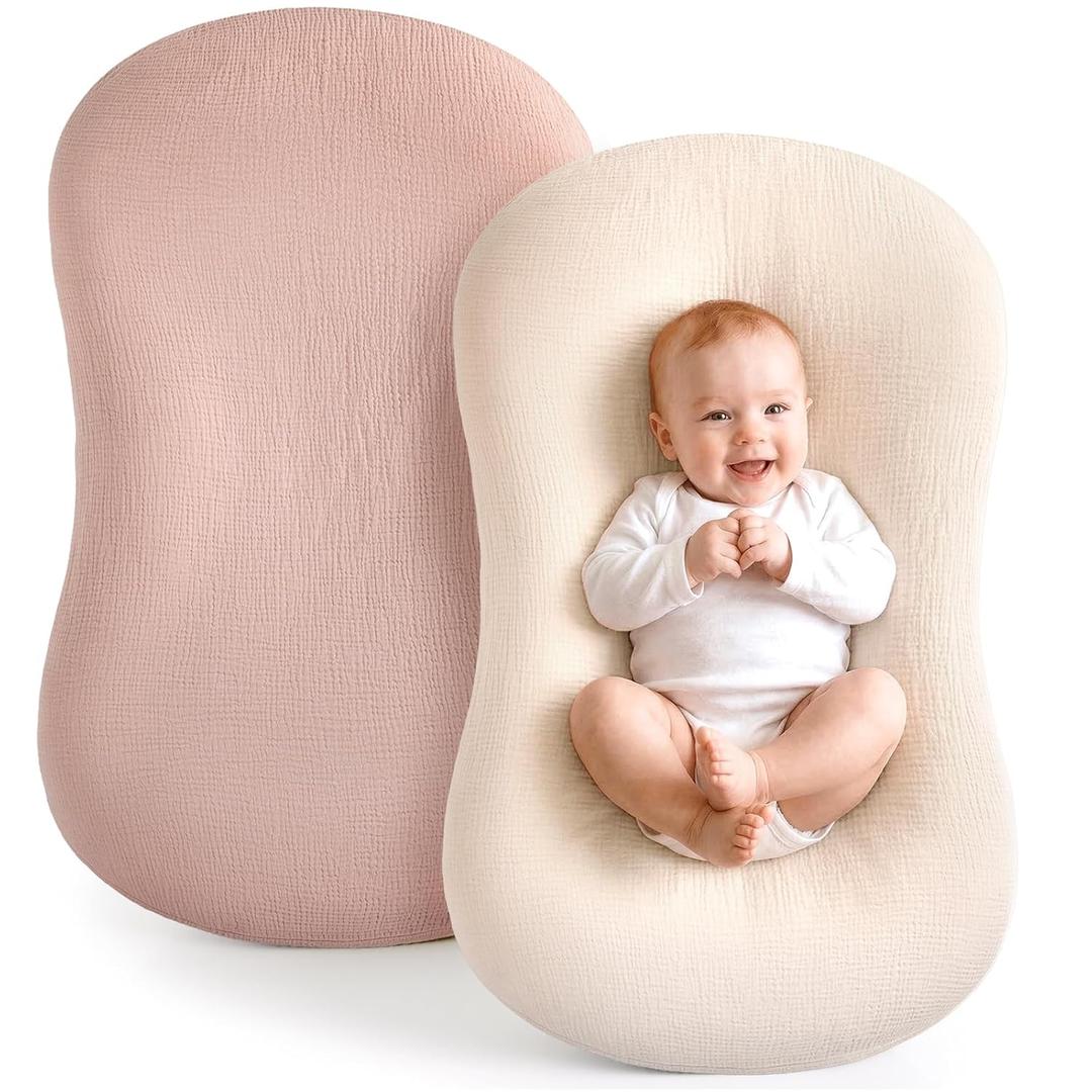 Termichy Baby Lounger Cover Muslin: Soft Cotton Slipcover for Snuggle Me Lounger - Removable & Machine Washable for Daily Use - Zipper-Free & Skin-Friendly for Newborn Girls and Boys
