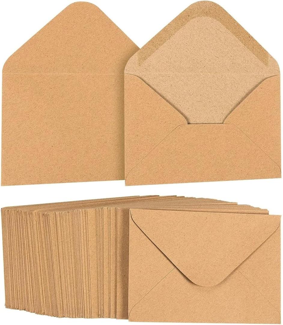 Juvale Thank You Cards with Envelopes - 100 Pack, 3.625 x 5.125 In, A1, Brown V-Flap - Letter & Business Envelopes for Invitations & Greeting Cards