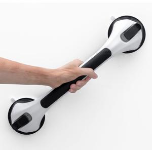 LEVERLOC Grab Bars for Bathtubs and Showers, Shower Handle 17 Inch Strong Suction Bath Handrails, Safety Grip for Bathroom Chair, Bathroom Grab Bar for Senior No Drilling Waterproof,Black (16.8)