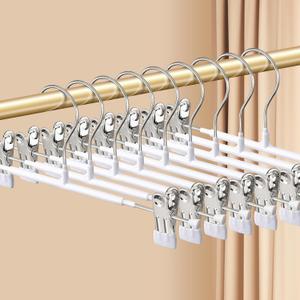 14Inch 50PACK Pants Hangers with Clips Adjustable Skirt Hangers for Women White Metal Non-Slip Trousers Hanger Heavy Duty Space Saving Clothes Hanger for Shorts,Jeans