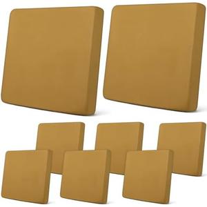 Newwiee 8Pcs Patio Cushion Covers Stretch Outdoor Cushion Cover Replacement for Patio Furniture Sofa Couch Slipcovers, Soft Flexibility Washable Furniture Protector(Waterproof Pure,Tan)
