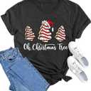 Christmas Shirts for Women Merry and Bright Christmas Shirt Xmas Tree Graphic Holiday T-Shirt Tops (Black, M)