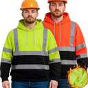 Coume 2 Pcs Hi-vis Hoodie for Men Class 3 High Visibility Sweatshirt Reflective Hooded Hood for Safety Hoodie (XL)