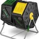 Miracle-Gro Dual Chamber Compost Tumbler Easy-Turn, Heavy-Duty Outdoor Bin Composter with 2 Sliding Doors (2x18.5 Gal/70L