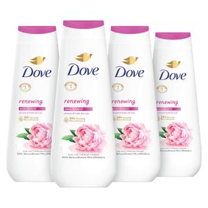 Dove Body Wash 4 Count Renewing Peony and Rose Oil , Healthy-Looking Skin Gentle Skin Cleanser with 24hr Renewing MicroMoisture 20 oz