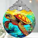 Stained Glass Christmas Ornament, Jocidea Sea Turtle Christmas Decorations, Christmas Tree Ornament, Sea Turtle Lovers Gifts, Holiday Decor and Xmas Gifts Ideas