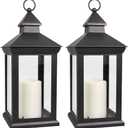 2 x 2-Pack 14" Candle Lanterns Outdoor Waterproof Decorative Flickering Lights with Timer - Cool White Decorative Indoor LED Lanterns Battery Operated
