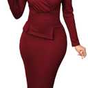 Women's Church Dresses Work Business Dress Bodycon Sleeve Sexy Neck Red Pencil Dresses