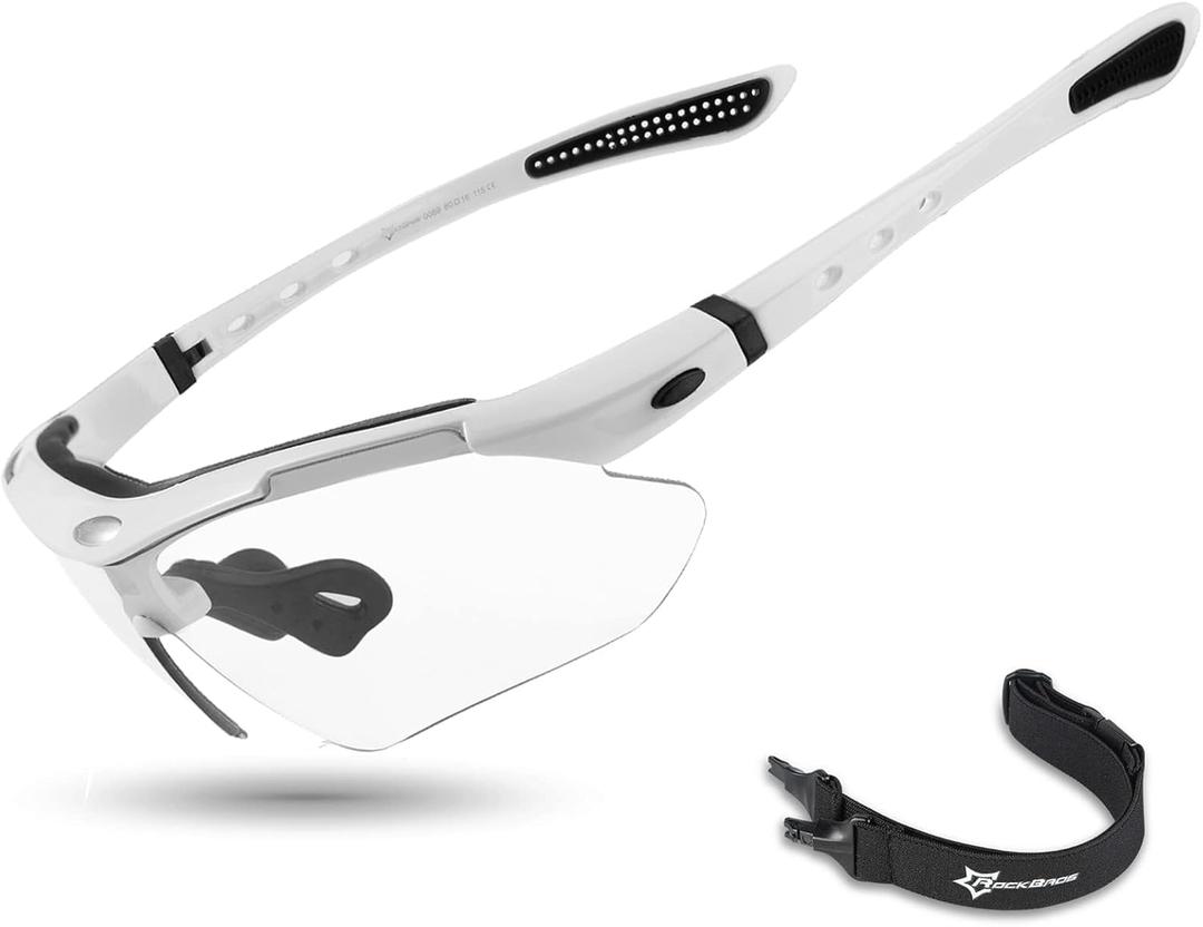 ROCKBROS Pickleball Glasses for Men & Women Photochromic Sports Sunglasses, UV400 Protection & Interchangeable Strap