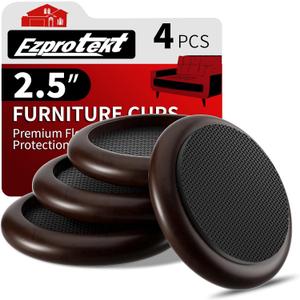 2 x Ezprotekt 2.5 inch Non Slip Round Wood Furniture Pads for Hardwood Floors, 4 Pcs Anti Slip Furniture Coaster for Chair Sofa Bed Couch, Furniture Cups with Anti-Slide EVA Anti-Scratch (Dark Brown)