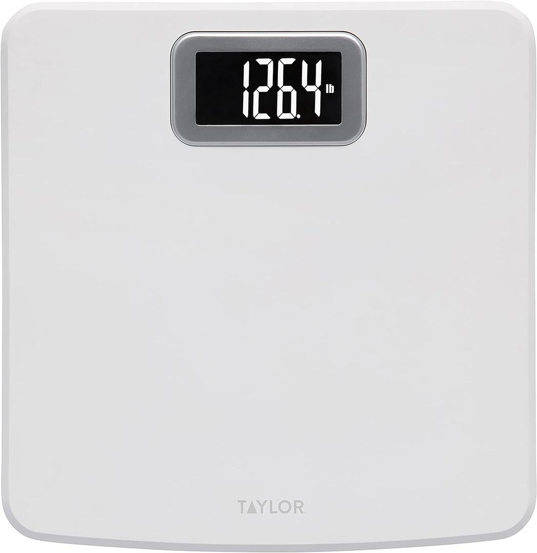 Taylor Digital Scale for Body Weight, High 400 LB Capacity, Easy to Read Readout Display with Silver Bezel Accent, Durable Platform, White