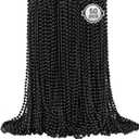 50 PCS Black Bead Necklaces, Black Mardi Gras Beads, New Year Eve Necklaces, 33 Inch Round Halloween Beaded Necklace, Party Beads for Mardi Gras, Christmas, Halloween, New Year Party Favors