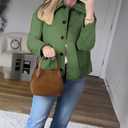 No Brand Women's Ruffle Collar Quilted Lightweight Puffer Jacket Long Sleeve Casual Cardigan Padded Coat for Autumn Winter M