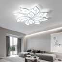 JAYMP 35.4" Flower Shaped Ceiling Light Dimmable Modern Ceiling Lamp Remote Control LED Lighting Fixture for Living Room Kitchen Dining Room (White/12 Petals), 12 Lights, Leaves