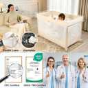 Pamo Babe 6-in-1 Pack and Play with Bassinet One-Step Setup Baby Bassinet, Portable Playard, Travel Crib with Mattress, Changing Table, Storage Bag & 4 Wheels Travel Playpen for Baby (Beige)