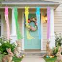 5 Pcs Bunny Easter Party Decoration Easter Decorations Outdoor with Tassels Easter Bunny Hanging Decorations Easter Banner for Home Wall Porch Lawn Yard Garden Decor (Multi Color)