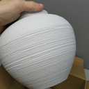 7" Short White Ceramic Vase, Small Farmhouse Ribbed Table Decor