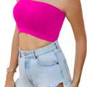 4 Pieces Tube Top Strapless Tops for Women Summer Bandeau Basic Crop Tops Sleeveless Shirt (S)