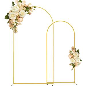 Golden Wedding Arch Stand Set 7.2FT & 6FT Metal Arch Backdrop Stand Arched Backdrop Frame for Birthday Party Baby Shower Graduation Ceremony Decoration (7.2FT 6FT)
