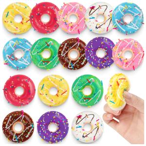 Rainbow Donut Stress Ball Artificial Donuts Stress Relief Ball Foam Mini Donut for Donut Party Favors Birthday Party Shop Decoration （8 Colors 16pcs）