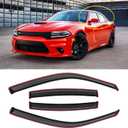 in-Channel Window Rain Guards for 2011-2023 Dodge Charger, Window Visor Guard Vent Wind Shade Deflector Rain Shield Protector Sun Visor 2012 2013 2014 2015 2016 2017 2018 2019 2020 2021, 4PCS (11-23 Charger in-Channel)