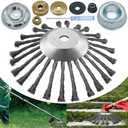 NeJesZoe 10 Inch Steel Wire Rotary Weed Brush Cutter Trimmer Head, Wired Weed Trimmer Blade Head with Adapter Kits for Weed Eater, Brush Cutter, Weed Wreckers, Moss Grass Rust Removal