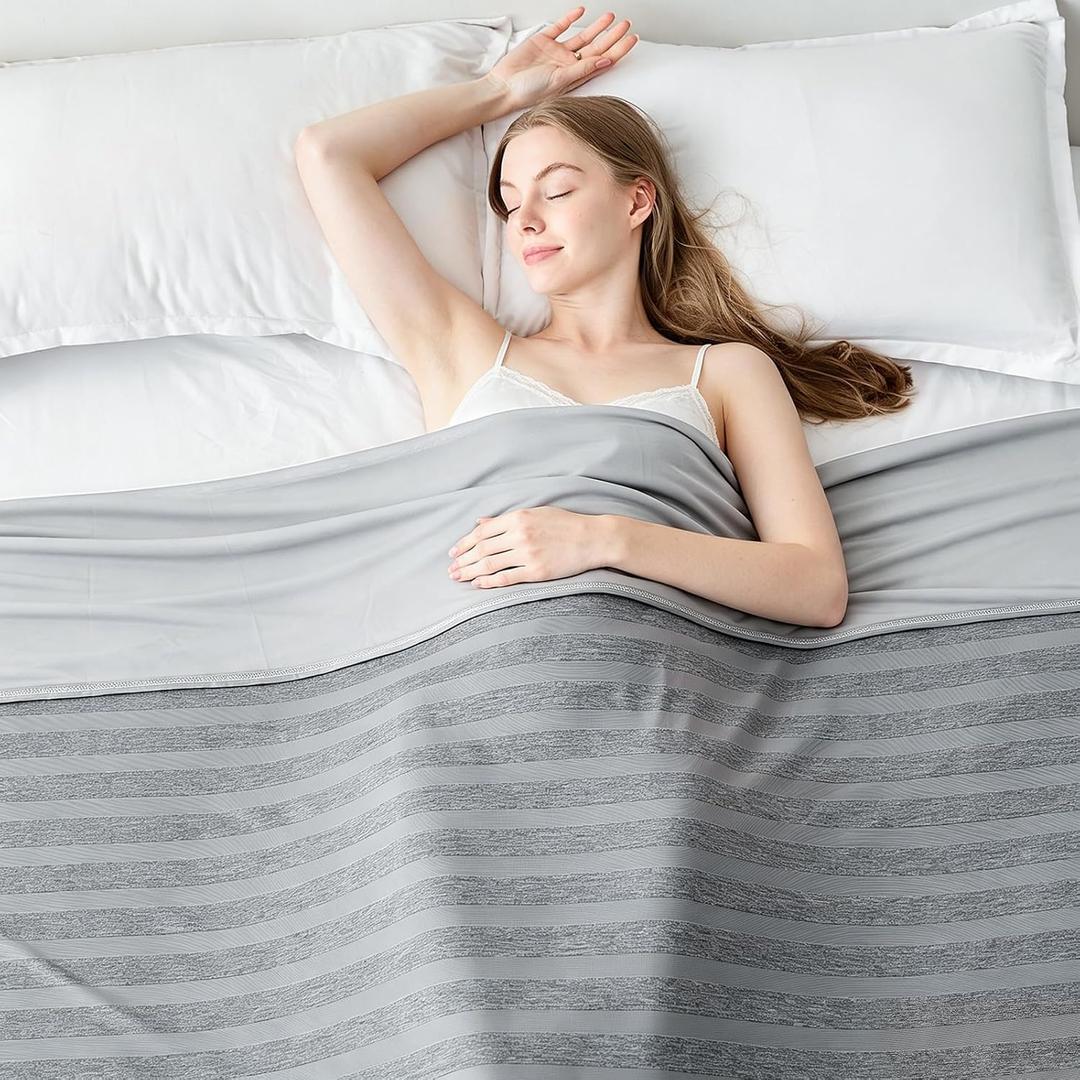 EMME Cooling Blankets for Hot Sleepers, Summer Blanket Twin 60"x80" for Bed, Thin Lightweight Throw Blanket for Couch, Double-Sided Keep Body Cool, Grey Cold Sheet Night Sweats
