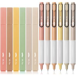 Mr. Pen- Aesthetic Highlighters and Gel Pens, 6 Pack, Assorted Color Bible No Bleed, Black Ink, Highlighter Pens for Bibles