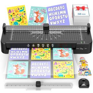 13 Inch Laminator Machine with Sheets 50pcs, Paper Trimmer,Corner Rounder,Scale Line, 11x17 /ABS Anti-Jam |Dual Hot Cold Mode|90s Fast Preheat Laminating Machine for A3/A4/A5/A6 Home Office School Use