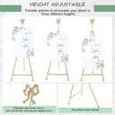 Yaocom 20" x 27" x 53" Gold Easel Stand for Wedding Sign Metal Adjustable Easel Stand with Bow Top Adjustable Tall Height Metal Sign Holder for Display Painting Canvas Welcome Poster Floor Home
