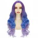 Long Blue Purple Wigs for Women Multi Color Mermaid Wig Long Wavy Middle Part Wig Colorful Wigs for Cosplay Party
